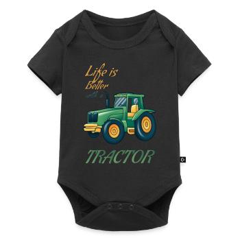 La vie est meilleure avec Tractor Tractor Driver Village - Body à manches courtes Premium Bébé - noir - Devant