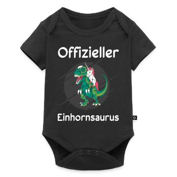 Schlaf Dino Einhorn Sprüche Geschenkidee - Baby Premium Kurzarmbody - Schwarz - Vorne