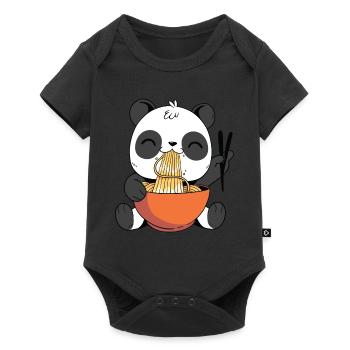 Cute Panda Eating Ramen - Baby Premium short-sleeve bodysuit - black - Front