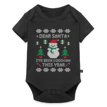 Weihnachten Artig Ugly Christmas Sweater - Baby Premium Kurzarmbody - Schwarz - Vorne