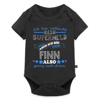Finn Vorname Schriftzug Geschenk Männer Jungen - Baby Premium Kurzarmbody - Schwarz - Vorne