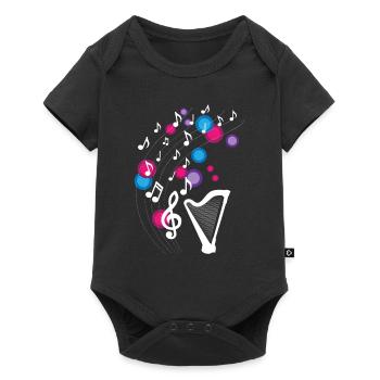 Harp Music Notes Design for Harp Musicians - Baby Premium short-sleeve bodysuit - black - Front