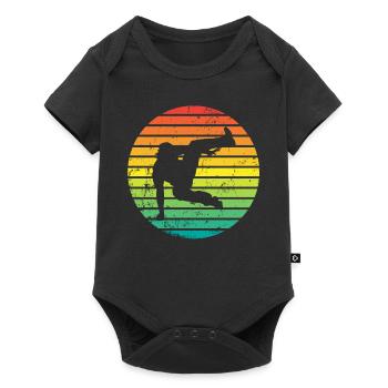 Retro parkour freerunning parkour runner silhouette - Baby Premium short-sleeve bodysuit - black - Front