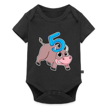 Taureau taureau d'anniversaire pour enfants de 5 ans - Body à manches courtes Premium Bébé - noir - Devant