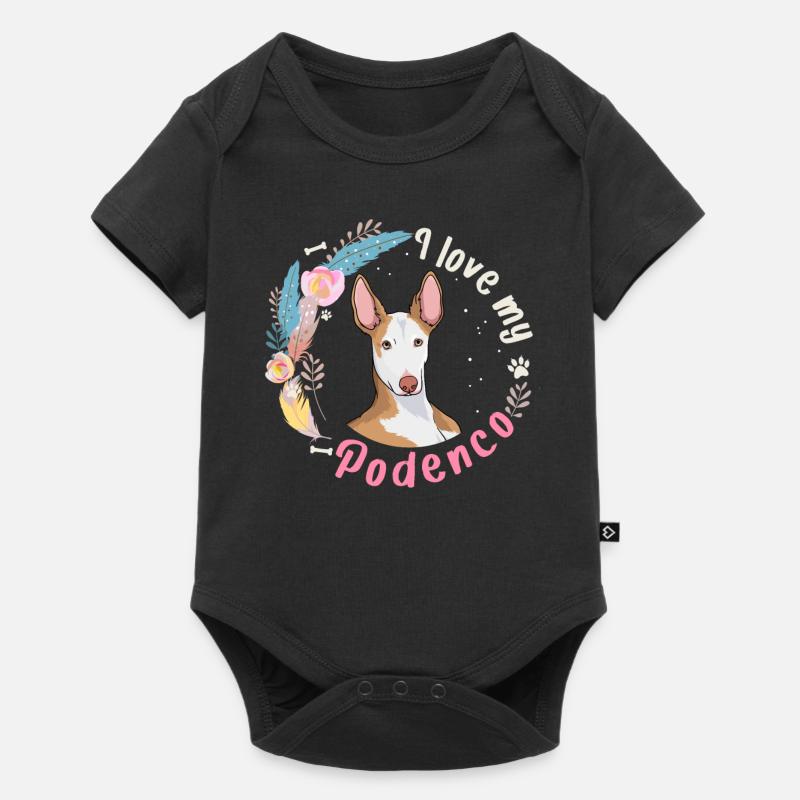 J'adore mon cadeau de chien Podenco - Body à manches courtes Premium Bébé - noir