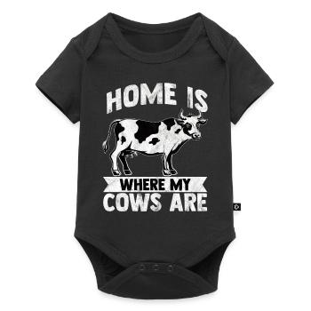 Vache moo boeuf lait fermier ferme des animaux - Body à manches courtes Premium Bébé - noir - Devant