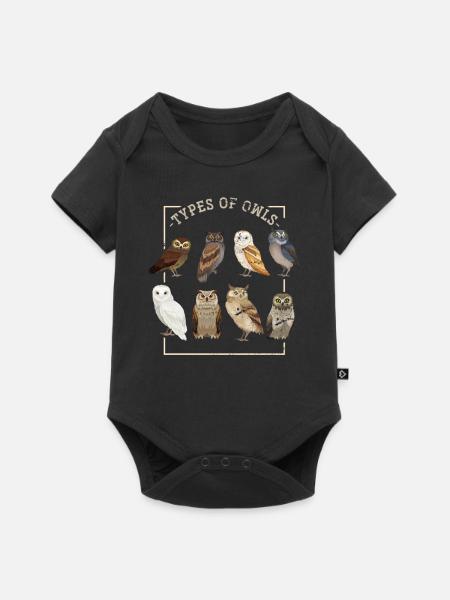 Eule Nacht - Baby Premium Kurzarmbody - Schwarz