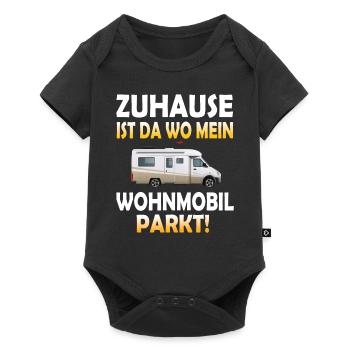 Wohnmobil Camping Camper Wohnwagen Campingplatz - Baby Premium Kurzarmbody - Schwarz - Vorne