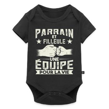 Parrain et Filleule - Équipe pour la Vie - Body à manches courtes Premium Bébé - noir - Devant