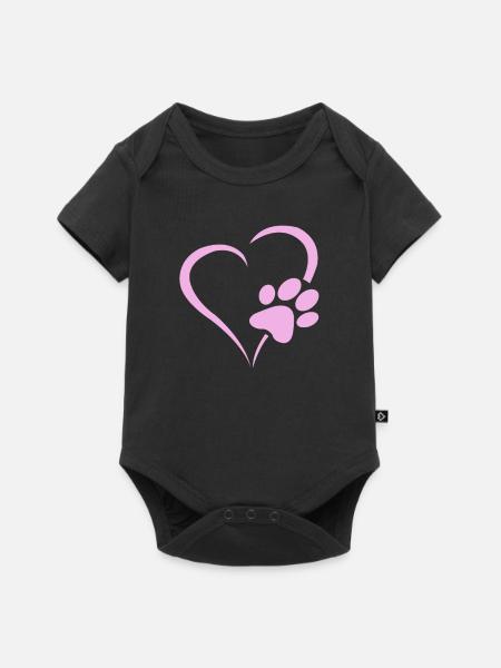 Hunde Pfoten Herz Welpen Pfoten Geschenk - Baby Premium Kurzarmbody - Schwarz