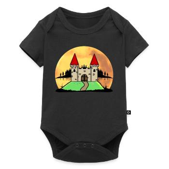 Middle Ages Castle Castle Fortress Nature Fantasy - Baby Premium short-sleeve bodysuit - black - Front