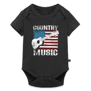 Country Musique drapeau américain guitare - Body à manches courtes Premium Bébé - noir - Devant