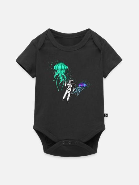 Qualle Kosmonaut - Baby Premium Kurzarmbody - Schwarz