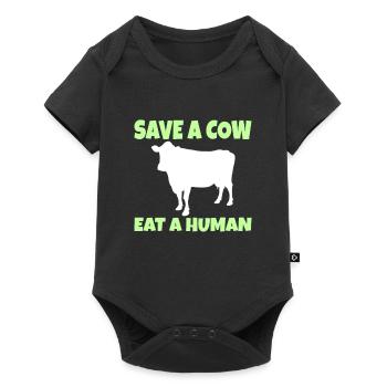 Vegan Vegetarian: Save a Cow eat a Human - Baby Premium short-sleeve bodysuit - black - Front