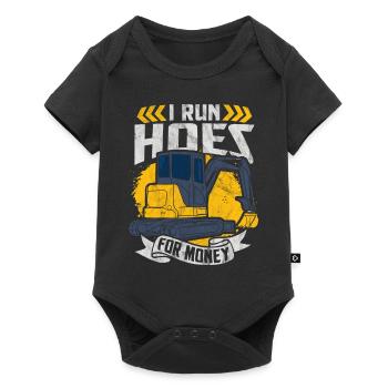 Bagger - Baby Premium Kurzarmbody - Schwarz - Vorne