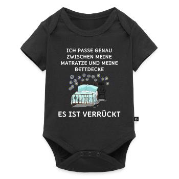 Schlaf Oberteil Schlafanzug Pyjama Schlafshirt - Baby Premium Kurzarmbody - Schwarz - Vorne