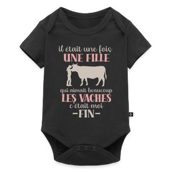 Une fille qui aime les vaches - humour vache - Body à manches courtes Premium Bébé - noir - Devant