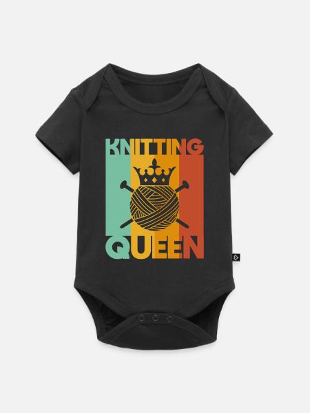 Knitting Queen Knitting - Baby Premium Kurzarmbody - Schwarz