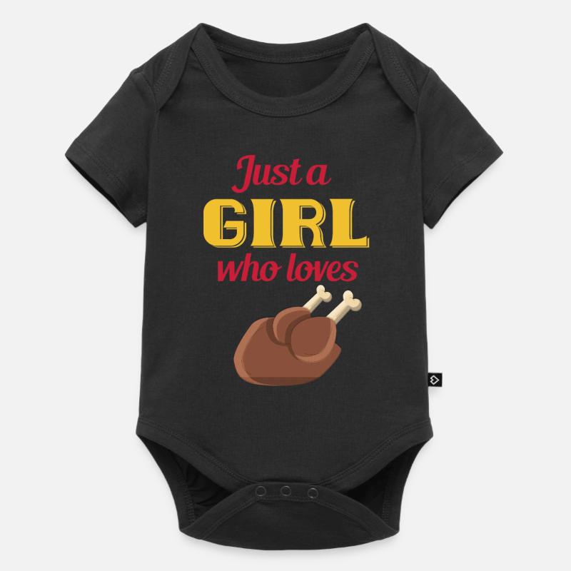 maedchen liebt huhn - Baby Premium Kurzarmbody - Schwarz