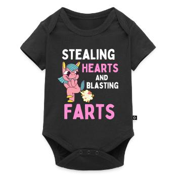 Voler des cœurs et dynamitage Farts Kids Unicorn - Body à manches courtes Premium Bébé - noir - Devant