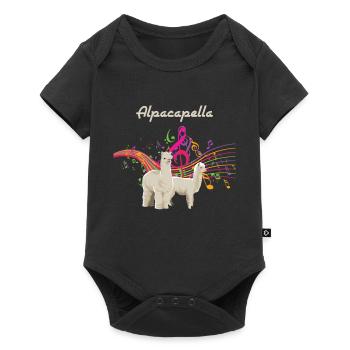 Cadeau de musicien mignon et drôle d'alpaga Alcapella - Body à manches courtes Premium Bébé - noir - Devant