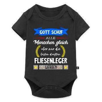 Fliesenleger Fliesen Legen Bodenleger Geschenke - Baby Premium Kurzarmbody - Schwarz - Vorne