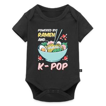 Powered by Ramen and Kpop k-pop gift saying - Baby Premium short-sleeve bodysuit - black - Front