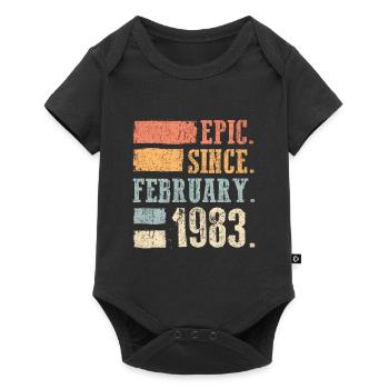 Né en février 1983 - Body à manches courtes Premium Bébé - noir - Devant