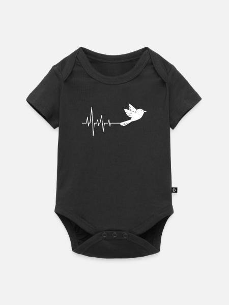 Weiße Taube Herzschlag - Baby Premium Kurzarmbody - Schwarz