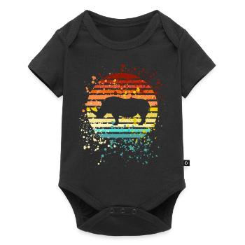 Buntes Nashorn Design Nashörner - Baby Premium Kurzarmbody - Schwarz - Vorne