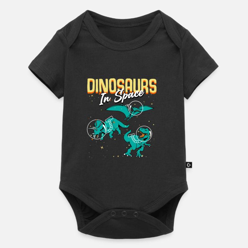 dinosaur in space - Baby Premium Kurzarmbody - Schwarz