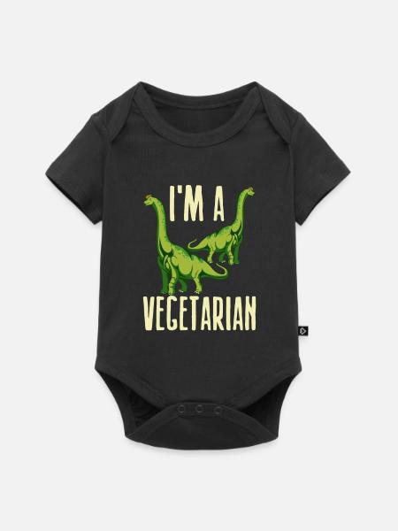 Dino Vegetarier - Baby Premium Kurzarmbody - Schwarz