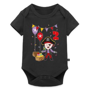 Cadeau amusant pour enfants d'anniversaire de pirate de 2 ans - Body à manches courtes Premium Bébé - noir - Devant