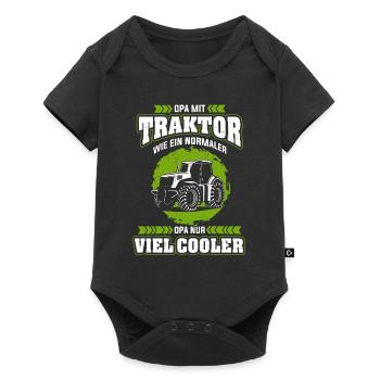 Opa mit Traktor Cooler Opa Landwirt Bauer Geschenk - Baby Premium Kurzarmbody - Schwarz - Vorne