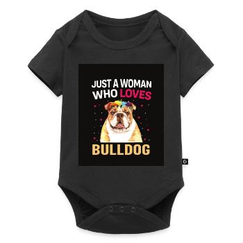 Eine Frau die Bulldoggen Liebt - Baby Premium Kurzarmbody - Schwarz - Vorne