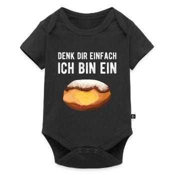 Berliner Pfannkuchen Kostüm Faschingskostüm - Baby Premium Kurzarmbody - Schwarz - Vorne