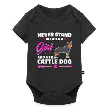 Une fille et son chien de bétail australien disant - Body à manches courtes Premium Bébé - noir - Devant