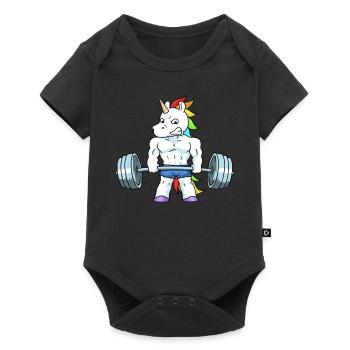 Weightlifting Unicorn Funny Gift - Baby Premium short-sleeve bodysuit - black - Front