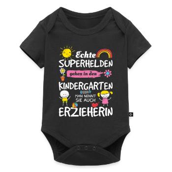 Echte Superhelden - Erzieherin Geschenkidee - Baby Premium Kurzarmbody - Schwarz - Vorne