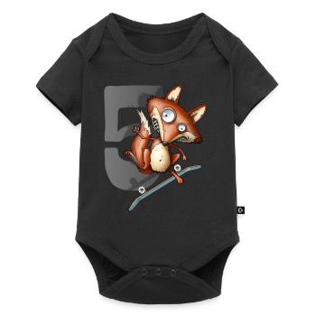 5e anniversaire patineur renard 5 ans - Body à manches courtes Premium Bébé - noir - Devant
