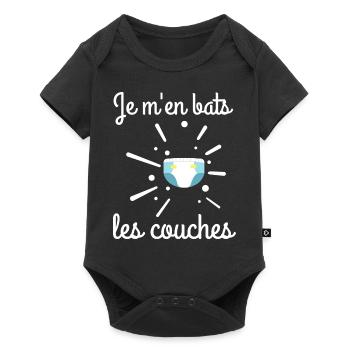 Je M'en Bats Les Couches - Naissance Humour Bébés - Body à manches courtes Premium Bébé - noir - Devant