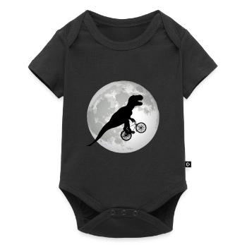 Funny Trex fait du vélo devant la pleine lune - Body à manches courtes Premium Bébé - noir - Devant