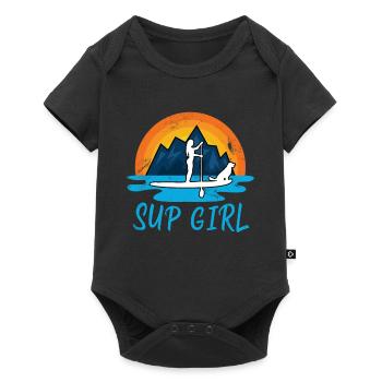 Paddleboarding Sup Girl Dog Retro Geschenk - Baby Premium Kurzarmbody - Schwarz - Vorne