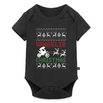 Wheelie Christmas Motocross Ugly Xmas Motorcycle - Baby Premium short-sleeve bodysuit - black - Front