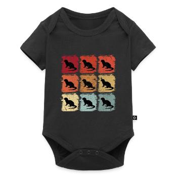 Rétro pop art loutre animal cadeau - Body à manches courtes Premium Bébé - noir - Devant