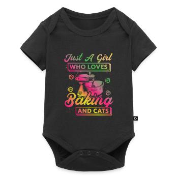 Just A Girl Who Loves Baking And Cats Vintage - Baby Premium short-sleeve bodysuit - black - Front