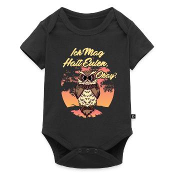 Ich mag halt Eulen okay? - Baby Premium Kurzarmbody - Schwarz - Vorne