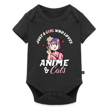 Anime Chats Manga Chat Girl Loves Kawaii Kitty - Body à manches courtes Premium Bébé - noir - Devant