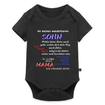 Wunderbarer Sohn Mama Spruch - Baby Premium Kurzarmbody - Schwarz - Vorne