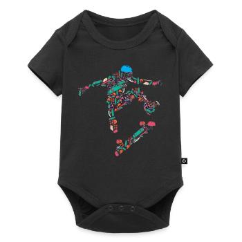 Skateboard, Skateboards, Halfpipe Hawk - Baby Premium Kurzarmbody - Schwarz - Vorne